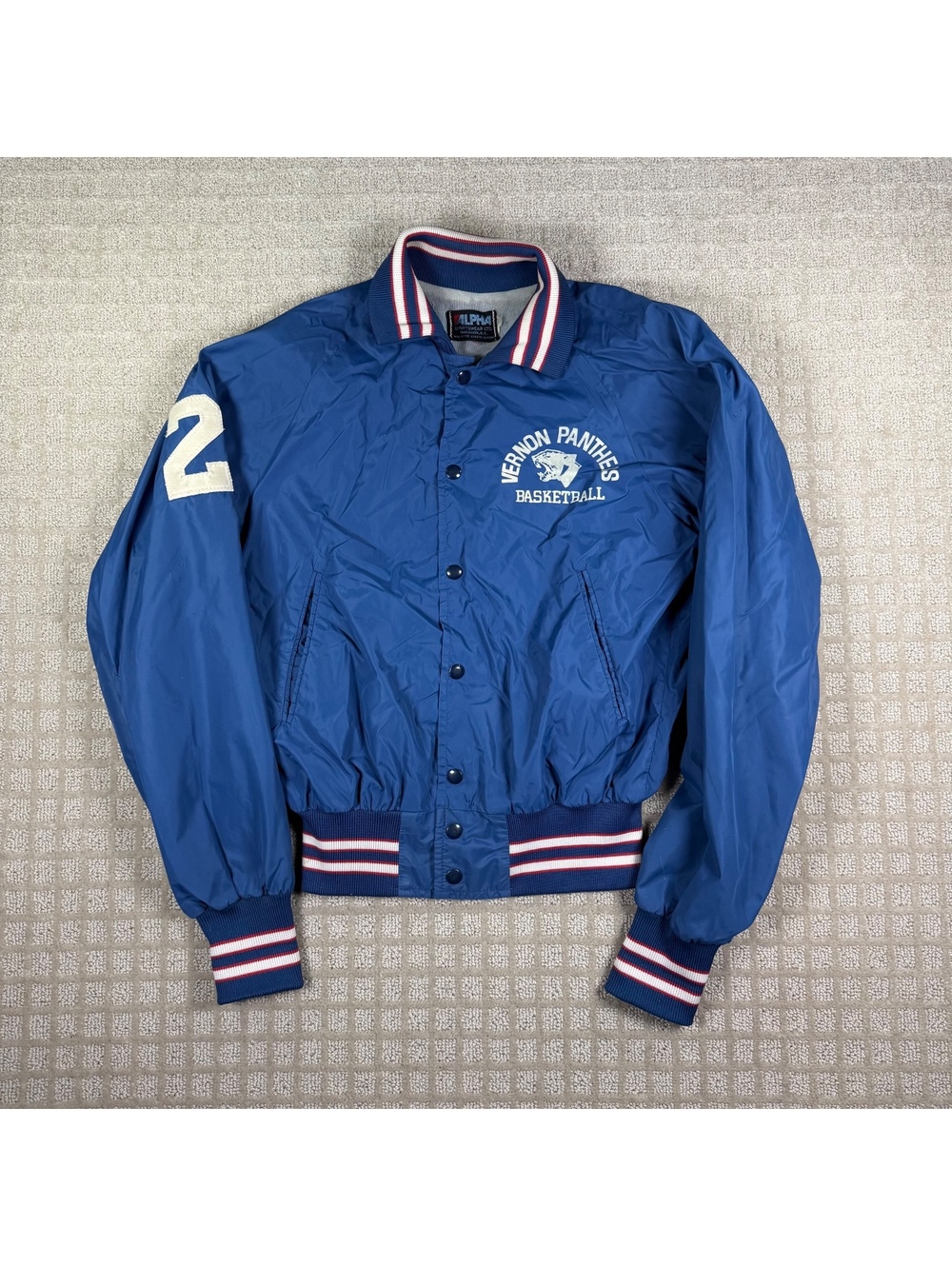 Alpha Vernon Panthers Basketball Snap Front Jacket Blue M